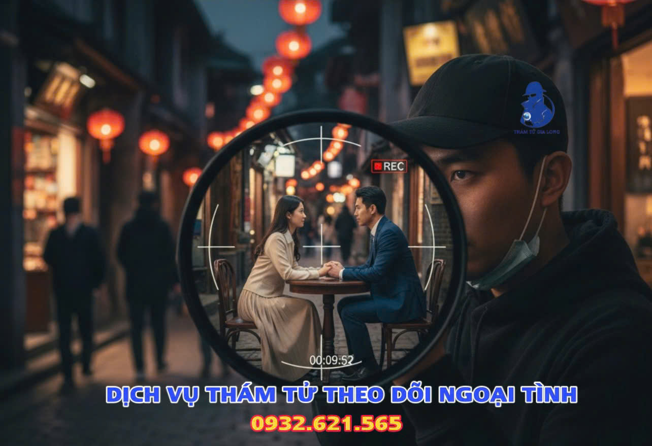 Ảnh thám tử đang làm việc tại khu vực đô thị Hải Phòng, phong cách chuyên nghiệp, kín đáo.